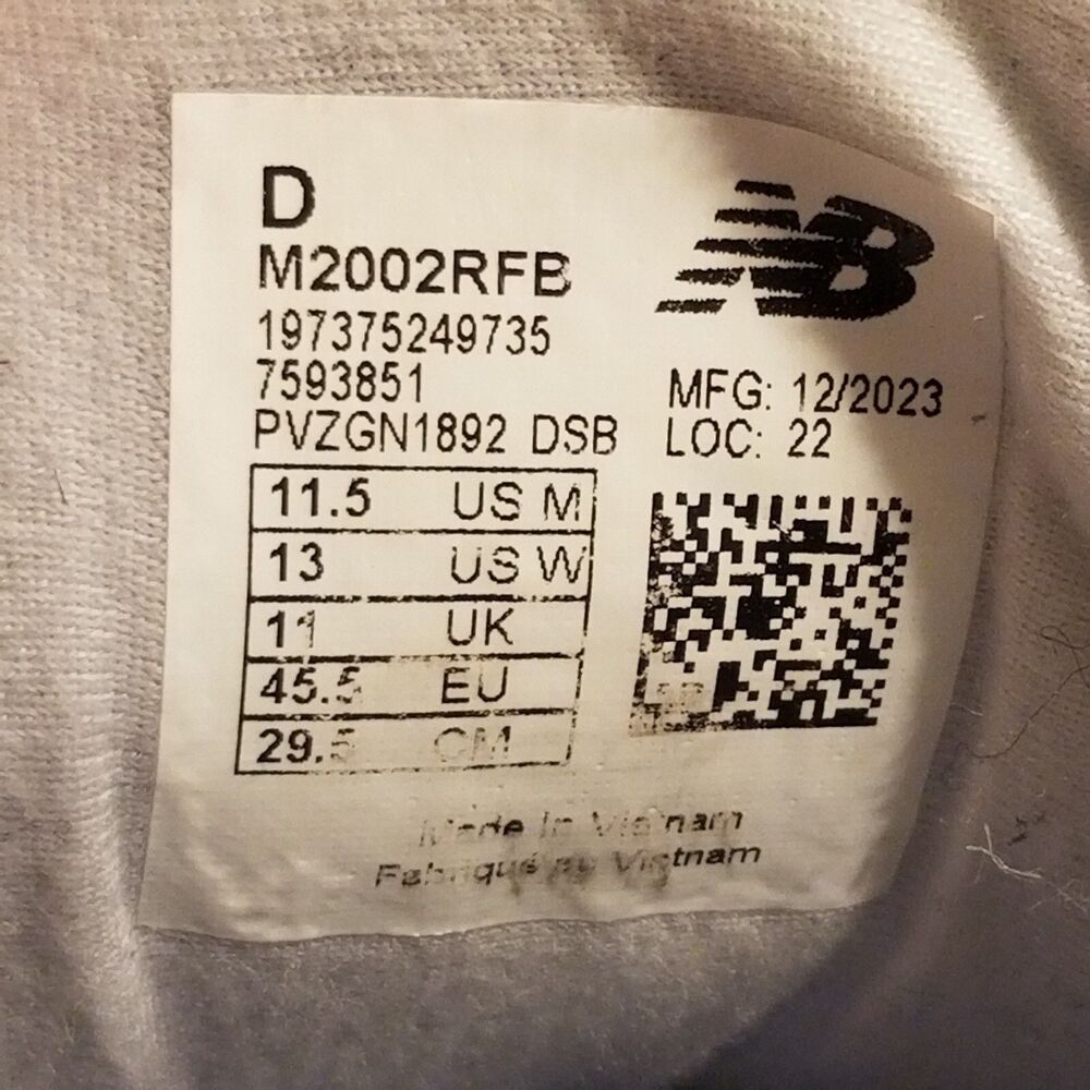 New Balance 2002R Men Size 11.5 Gray Comfort Casual Walk Shoes Sneakers M2002RFB - Picture 6 of 6